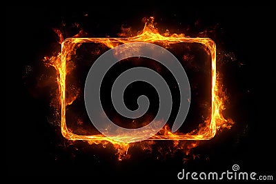 Rectangle fire frame active. Generate Ai Stock Photo