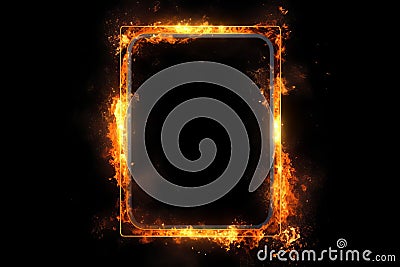 Rectangle fire frame. Generate Ai Stock Photo