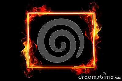 Rectangle fire frame. Generate Ai Stock Photo