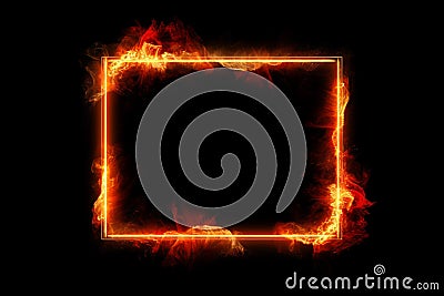 Rectangle fire frame simple. Generate Ai Stock Photo