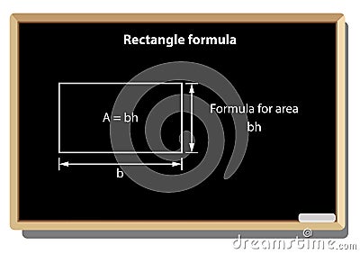 Rectangle formula. Geometric figures on black school board vector background. Vector Illustration