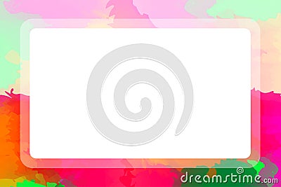 Rectangle frame colorful water color for banner blank, pink banner frame with watercolor texture hand drawn, empty frame rectangle Vector Illustration