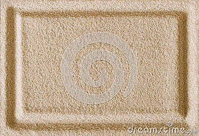 Rectangle frame imprint in sand surface macro photo Stock Photo