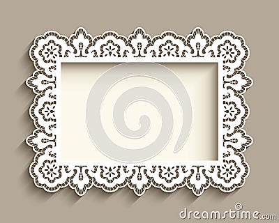 Rectangle frame with lace border Vector Illustration