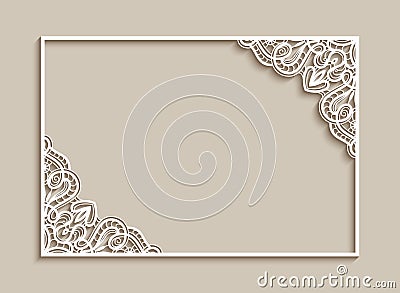 Rectangle frame with lace corner pattern Vector Illustration