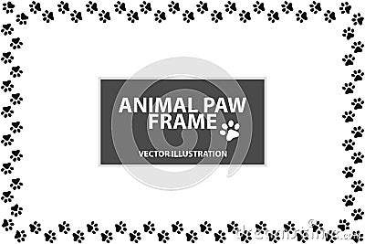 Rectangle Frame Made Of Animal Paws - Vector Illustration - Isolated On White Background Vector Illustration