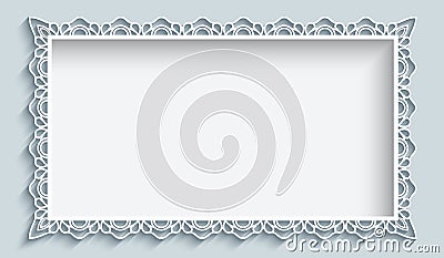 Rectangle frame with paper lace border Vector Illustration