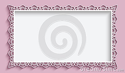 Rectangle frame with paper lace border Vector Illustration