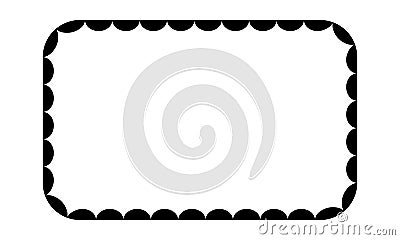 Rectangle frame with scalloped inner borders. Vignette for picture or mirror with frilly inside edges isolated on white Vector Illustration