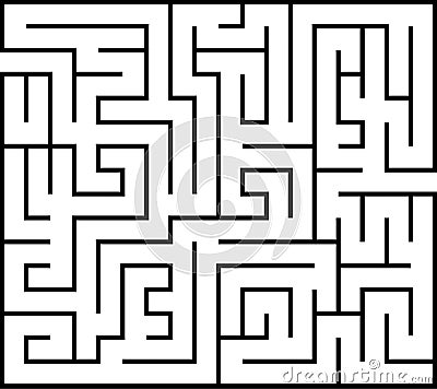 Rectangle labyrinth with entry and exit. Line maze game. Medium complexity. Vector Vector Illustration