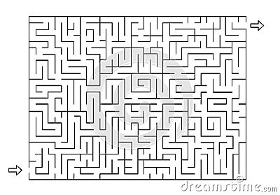 Rectangle labyrinth with entry and exit. Line maze game. Hard -Medium complexity. Kids maze puzzle, vector illustration Vector Illustration