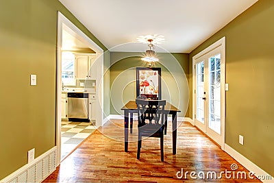 Rectangle olive tones dining room Stock Photo