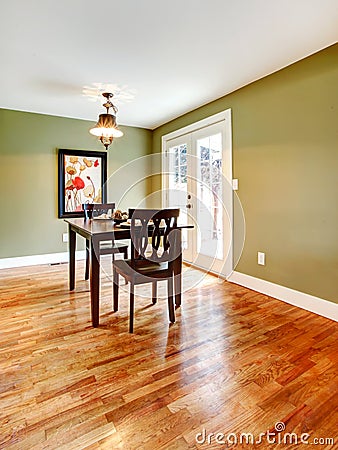 Rectangle olive tones dining room Stock Photo