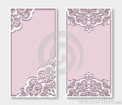 Rectangle panels with cutout lace pattern Vector Illustration