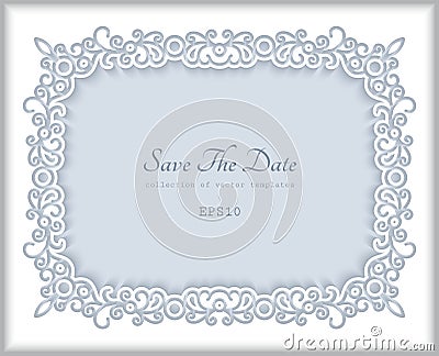 Rectangle paper frame, greeting card template Vector Illustration