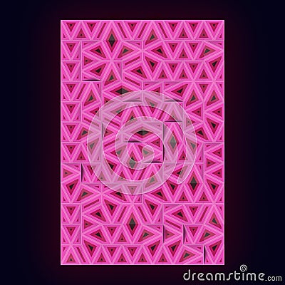 Rectangle with a pattern randomly arranged pink triangles. Orthographic projection. 3d rendering digital illustration Cartoon Illustration