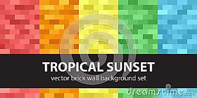 Rectangle pattern set Tropical Sunset Stock Photo