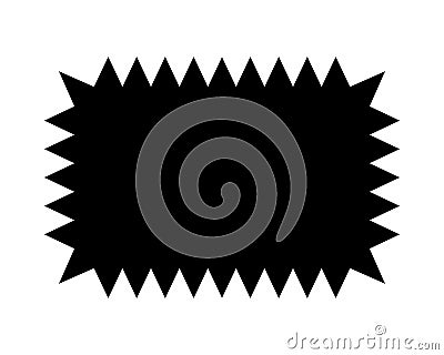 Rectangle shape with zigzag edges. Empty text box, speech bubble, tag or label template with spiky borders isolated on Vector Illustration