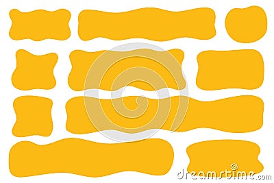 Rectangle shapes. Organic textbox frame. Vector square hand drawn blobs. Abstract doodle cute organic bubbles. Irregular Vector Illustration