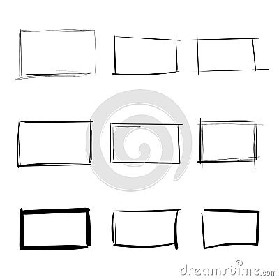 Rectangle templates hand drawn simple set Vector Illustration