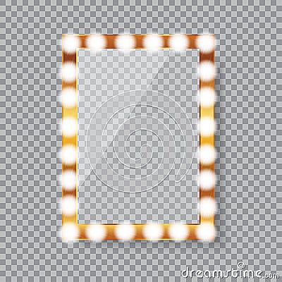 Rectangle vanity mirror with light bulbs Vector Illustration