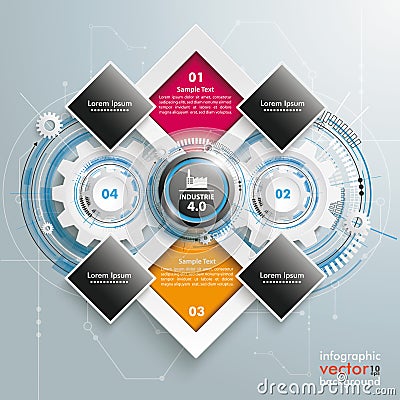 Rectangles Template Gear Construction Industrie 4.0 Stock Photo