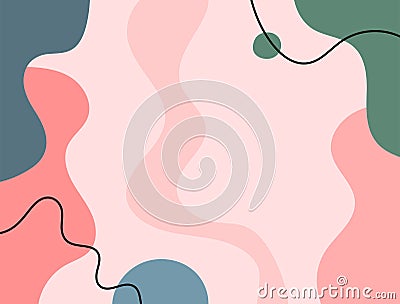 Rectangular abstract background with geometric and organic shapes. Trendy template drawn by hand. Vector Illustration