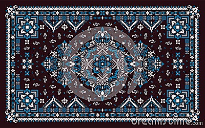 Rectangular Bandana Print vector design for rug, carpet, tapis, shawl, towel, textile, yoga mat. Neck scarf or kerchief pattern Stock Photo