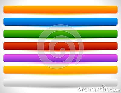 Rectangular buttons in several colors. Button tag, label shapes Vector Illustration