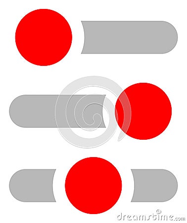 Rectangular buttons, switches set at different states. Slider, a Vector Illustration