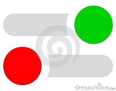 Rectangular buttons, switches set at different states. Slider, a Vector Illustration