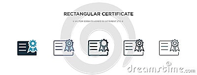 Rectangular certificate icon in different style vector illustration. two colored and black rectangular certificate vector icons Vector Illustration