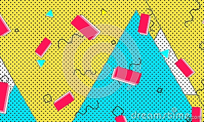 Rectangular Circle Print. Cyan Funny Wallpaper. Vector Illustration