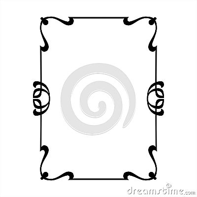 Rectangular decorative frame with art Nouveau ornament Vector Illustration