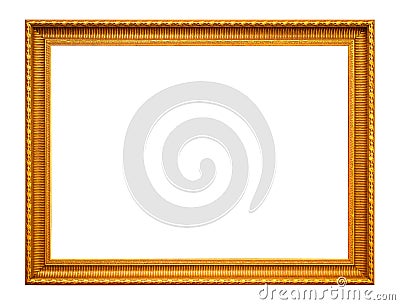 A rectangular empty wooden and gold frame Stock Photo