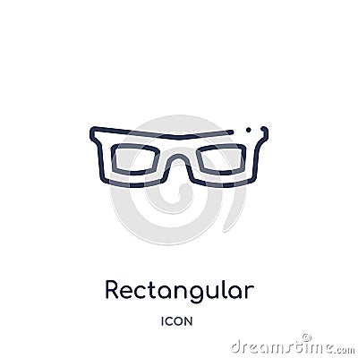 rectangular eyeglass frame icon from tools and utensils outline collection. Thin line rectangular eyeglass frame icon isolated on Vector Illustration
