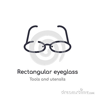 rectangular eyeglass frame outline icon. isolated line vector illustration from tools and utensils collection. editable thin Vector Illustration