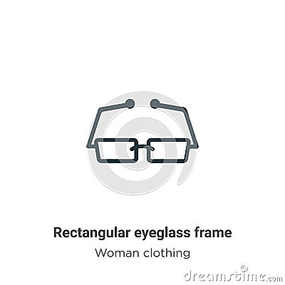 Rectangular eyeglass frame outline vector icon. Thin line black rectangular eyeglass frame icon, flat vector simple element Vector Illustration