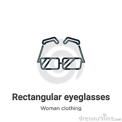 Rectangular eyeglasses outline vector icon. Thin line black rectangular eyeglasses icon, flat vector simple element illustration Vector Illustration
