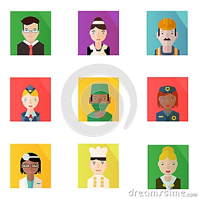 Rectangular flat professions avatars set Stock Photo