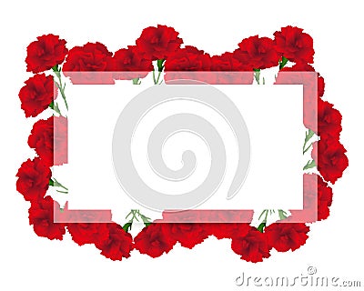 Rectangular frame of carnations illustration Vector Illustration