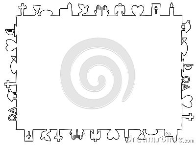 Frame made of christian symbols. Vector Illustration