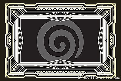 Rectangular golden retro frame Vector Illustration