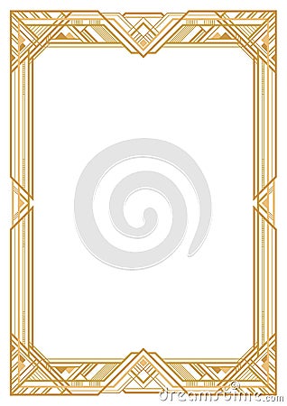 Rectangular golden retro frame Vector Illustration