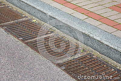 Rectangular hatches of the lattice of the drainage system. Stock Photo