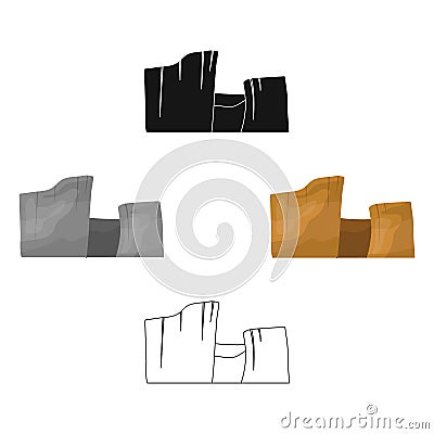 Rectangular high mountains of Sandstone.Desert mountains.Different mountains single icon in cartoon style vector symbol Vector Illustration