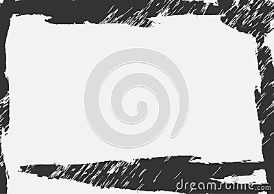 The rectangular horizontal background with scratched frame. Vector Illustration