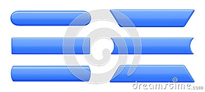 Rectangular long button with rounded and sharp borders 3d render illustration. Cartoon Illustration