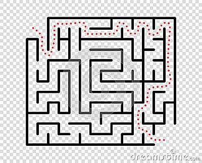 Rectangular Maze Labyrinth is a logic game. Business concept, achievement. Vector element isolated on a transparent background. Vector Illustration
