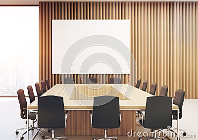 Rectangular meeting room, poster wood toned Stock Photo